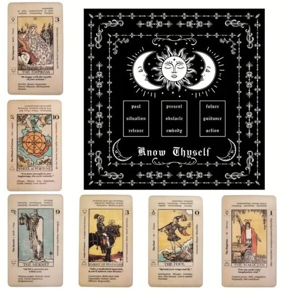 Tarot Card Deck Set 78 Cards with Guidebook & Tablecloth Know Thyself Layout NEW - Picture 4 of 5